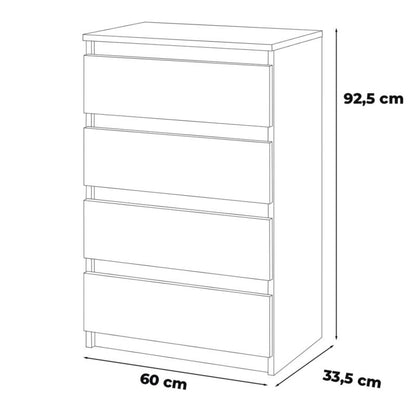 Kommode Hugo 4 Skuffer 60 cm Sort Mat Eg Wotan