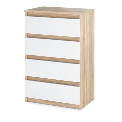 Komoda Hugo 4 Skuffer 60 cm Eg Hvid Mat