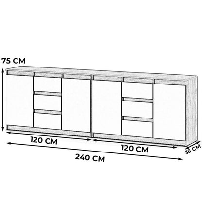Kommode Agna Best 240 cm Eg Wotan Hvid Mat