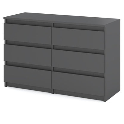 Komoda Hugo 6 Skuffer 100 cm Mat Grå