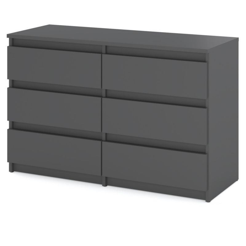 Komoda Hugo 6 Skuffer 100 cm Mat Grå