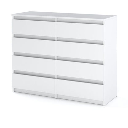 Komoda Hugo 8 Skuffer 120 cm Hvid Mat