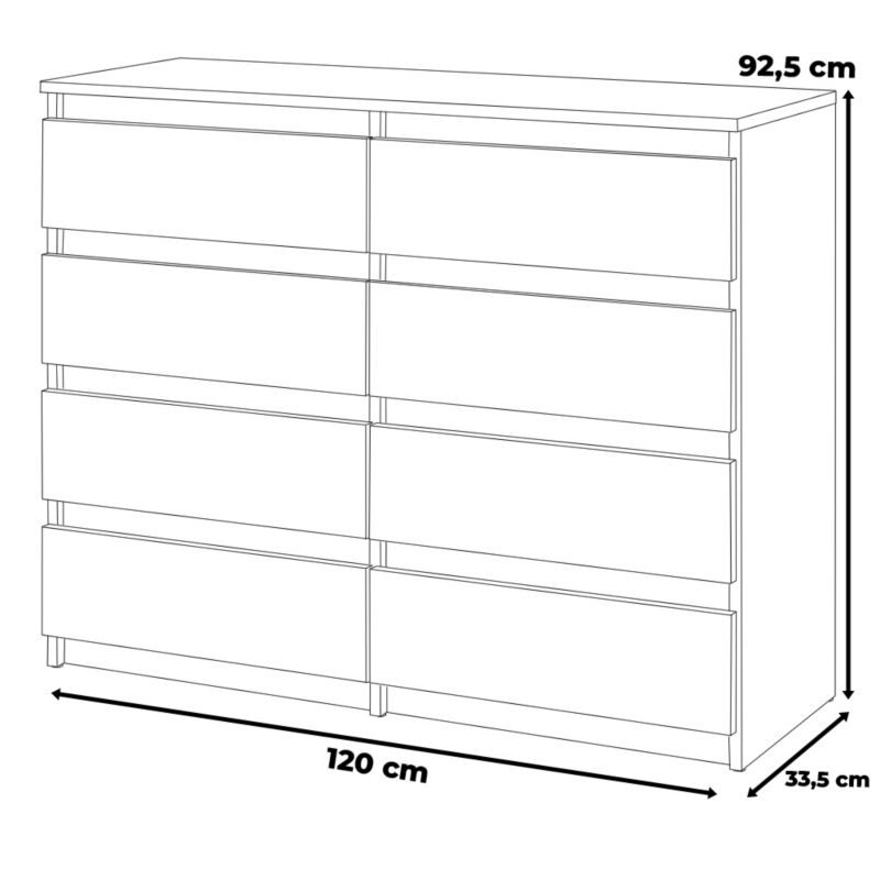 Kommode Hugo 8 Skuffer 120 cm Sort Mat Eg Wotan