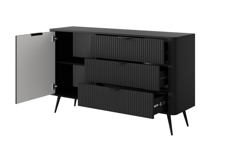 Komoda Lante 1-Dør 3 Skuffer 138 cm Sort