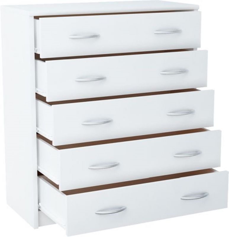 Komoda 5S 5 Skuffer 74x35x85 cm Hvid