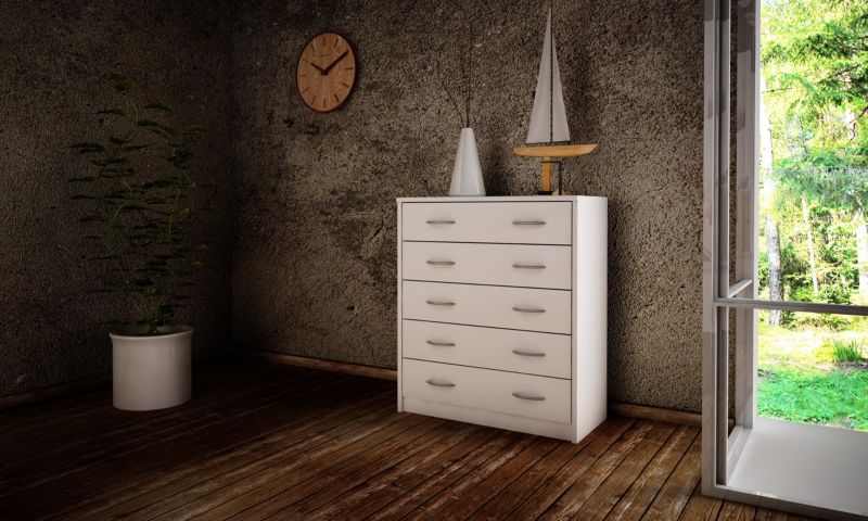 Komoda 5S 5 Skuffer 74x35x85 cm Hvid