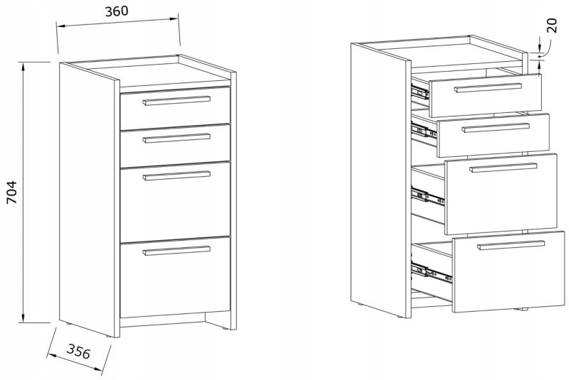 Komoda ALTIVO 2SW2SN 70x36x36 cm Kaszmir