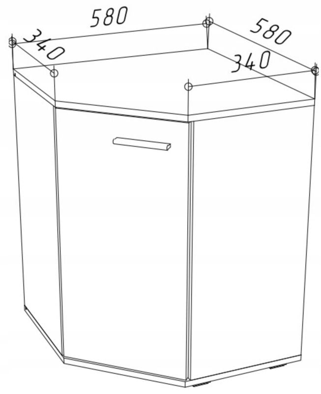 Hjørnekommode CR3-KD5 Kasmir 58x74x34 cm