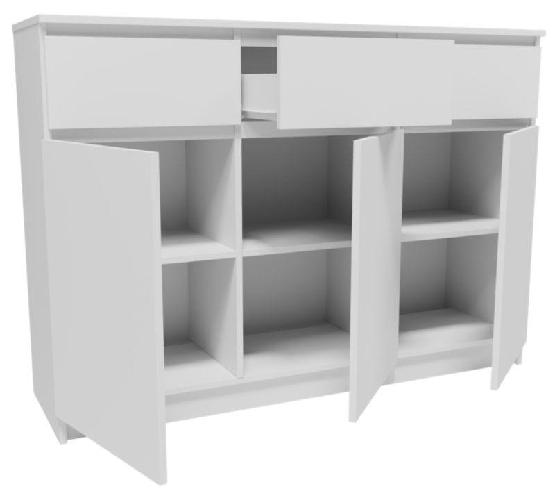 Komode Matkam K1403D3SZBIA 138 cm Hvid Høj Skuffe