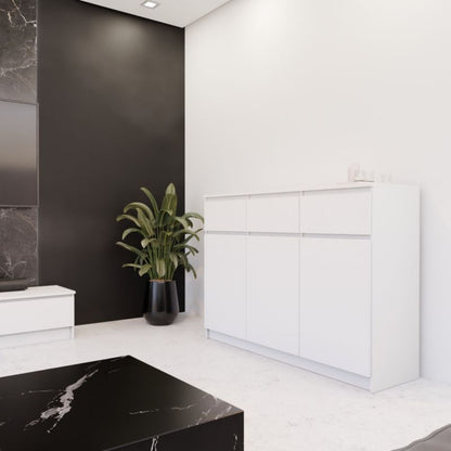 Komode Matkam K1403D3SZBIA 138 cm Hvid Høj Skuffe
