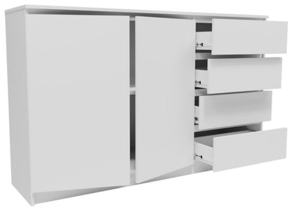 Komoda Matkam 160x40x99 cm Hvid 4 Skuffer 2 Hylder K0132D4SZBIA