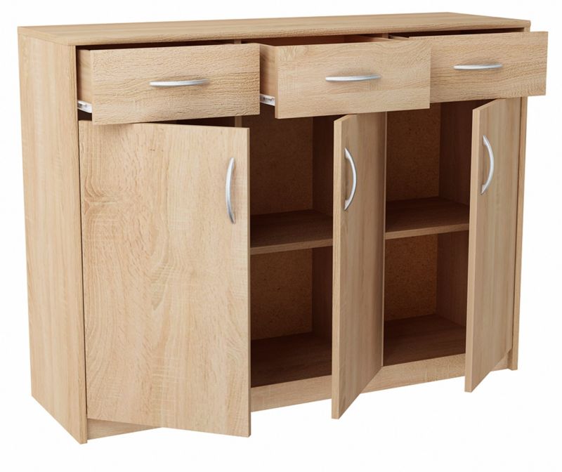 Kommode 3D3S 110 cm Egetræs Sonoma
