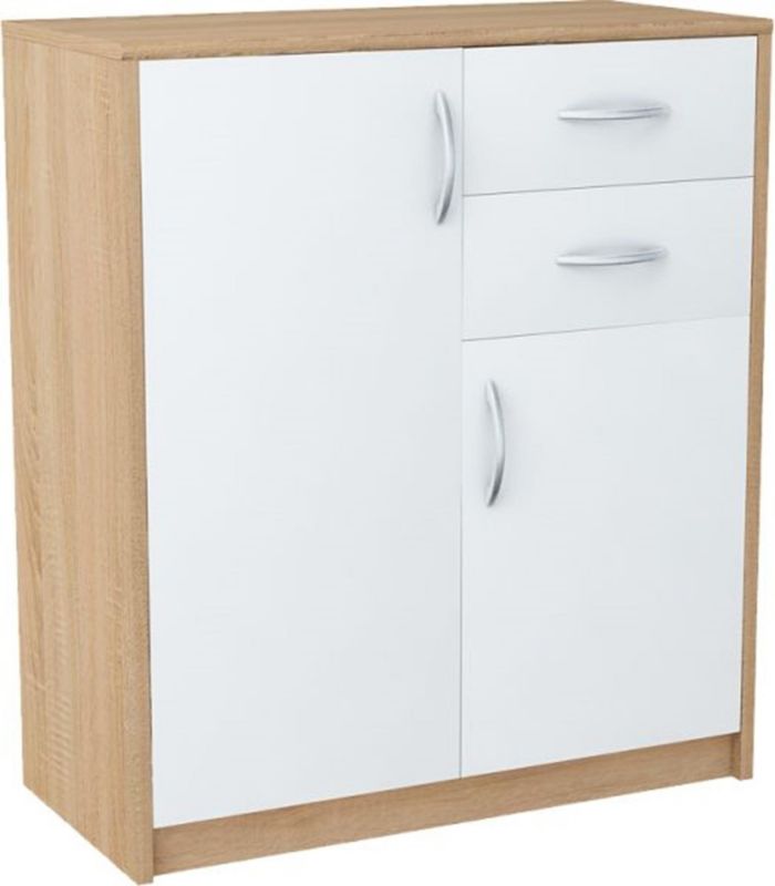 Komoda 2D2S 85x74x35 cm Hvid/Sonoma