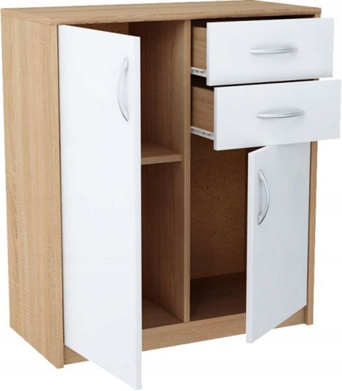 Komoda 2D2S 85x74x35 cm Hvid/Sonoma