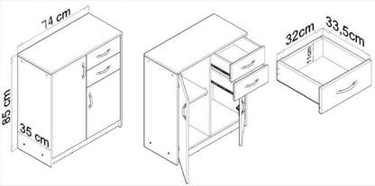 Komoda 2d2s 74 cm Eg Natur