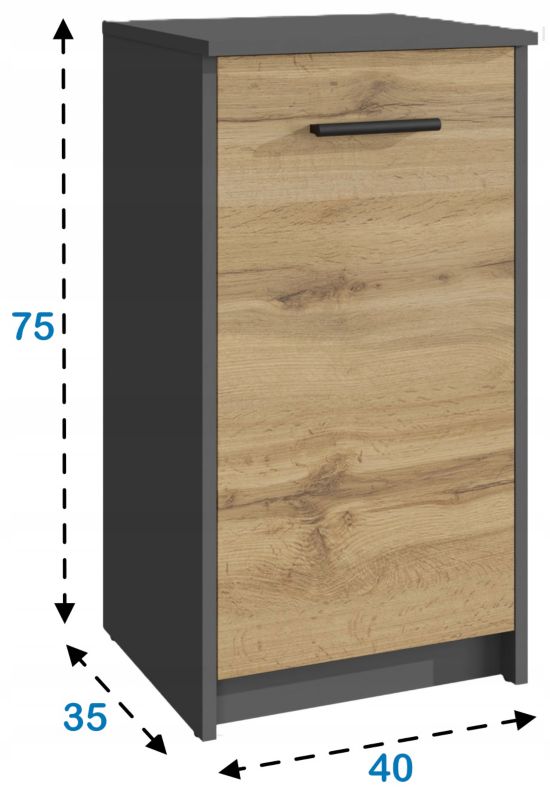 Komode Skab Bodo 1D 40 cm Antracit-Eg