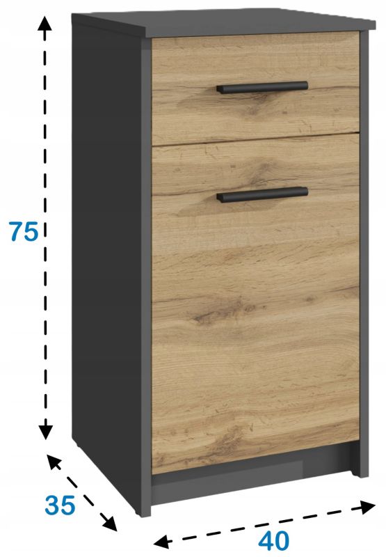 Kommode Bodo 1D1S 75x40x35 cm Antracit-Wotan