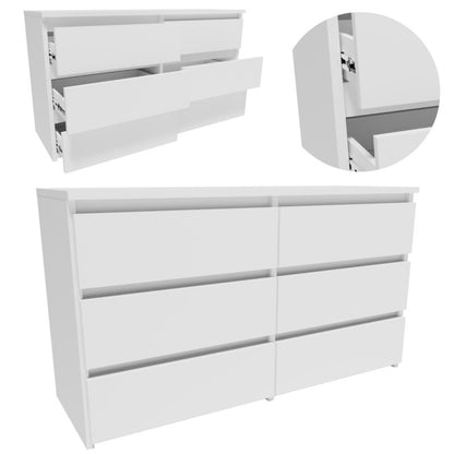 Komoda CL1006BIA 100 cm Hvid 6 Skuffer