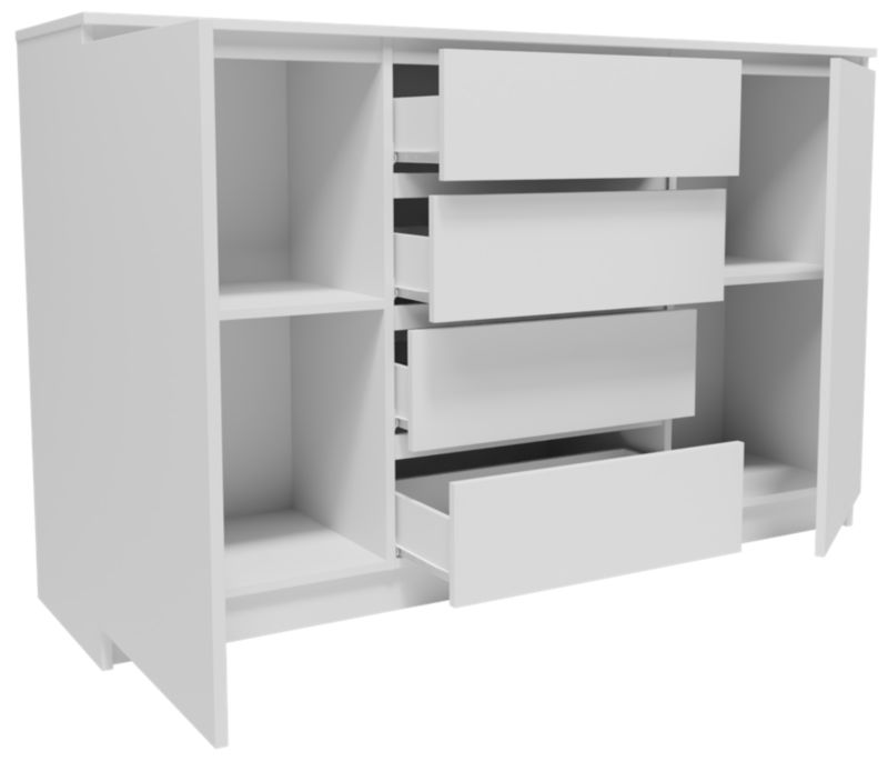 Kommode K1602D4SZBIA 160 cm Hvid