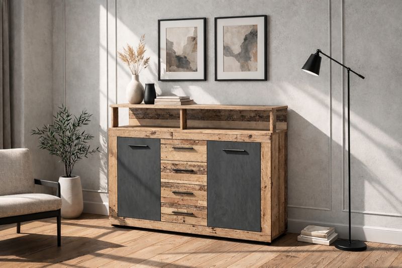 Kommode BLAGO MIDI B 120 cm Eg Grå