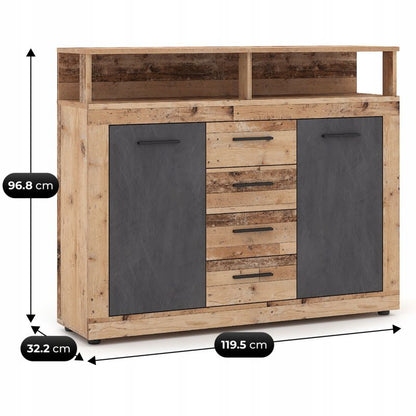 Kommode BLAGO MIDI B 120 cm Eg Grå