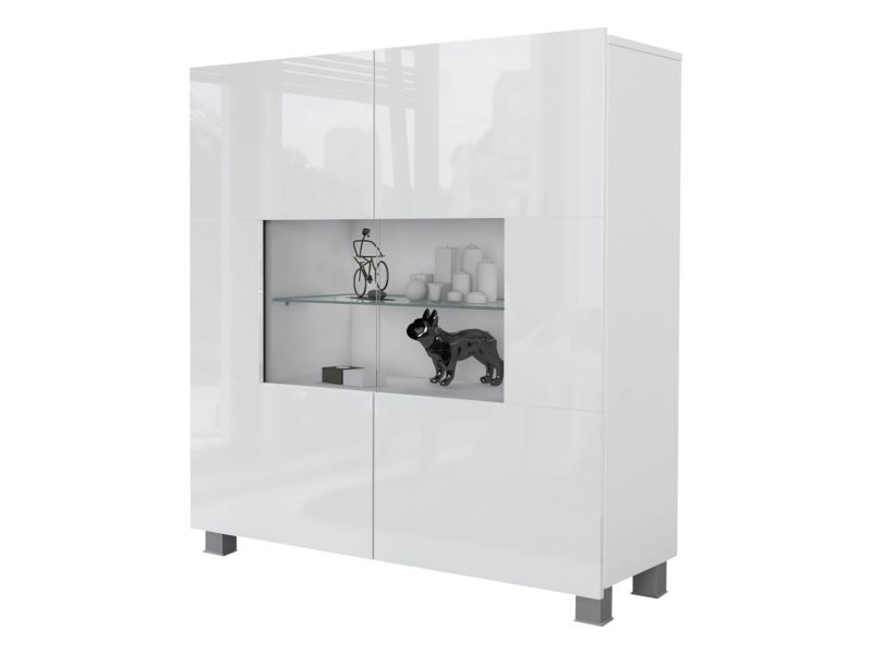 Komoda Calabrini 1 100x35x107 cm Hvid Højglans