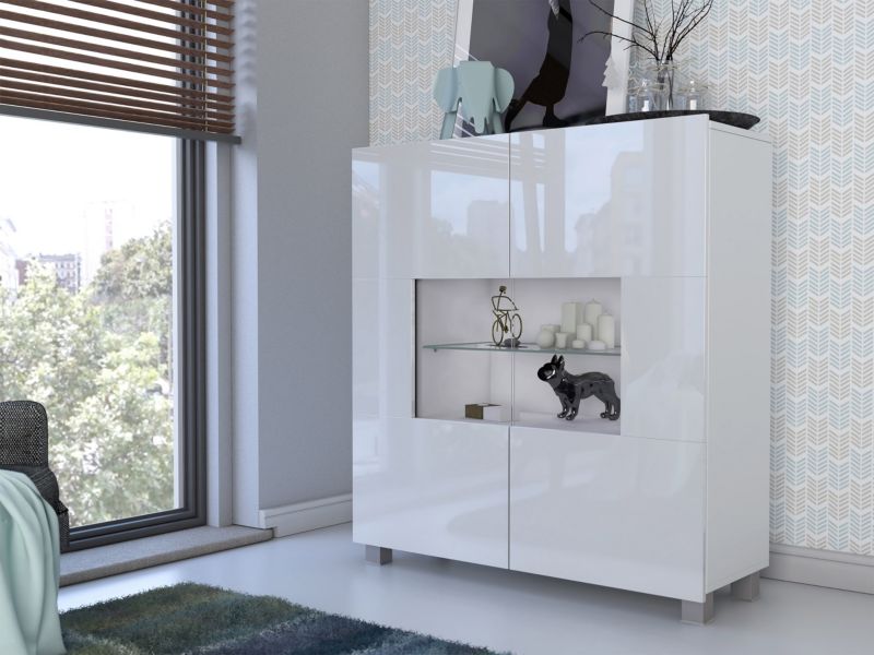 Komoda Calabrini 1 100x35x107 cm Hvid Højglans
