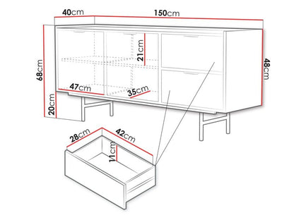 Komoda Edison 2D2S 150x40x68 cm Valnød