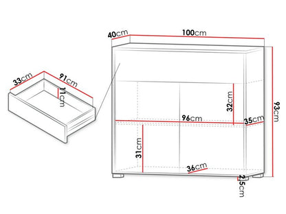 Kommode Gesita 2D1SZ 100x93x40 cm Kaszmir
