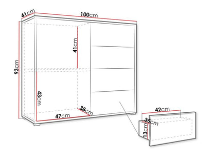 Kommode Gesita 100x41x93 cm Hvid Mat