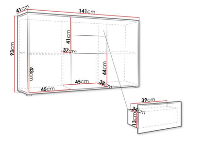 Kommode Gesita 24 Skuffer Hvid 141x93x41 cm