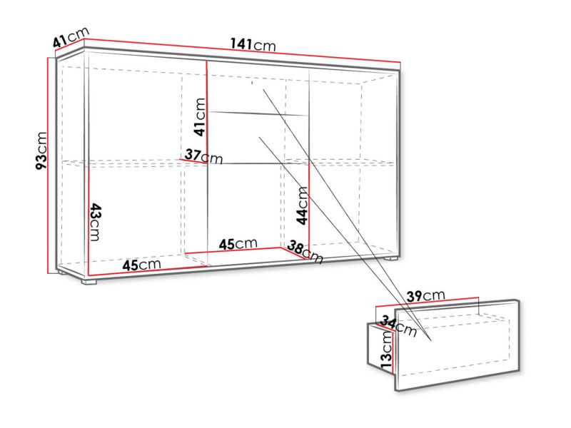 Komoda Gesita 141x41x93 cm Kaszmir