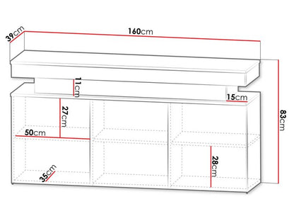 Komoda Glossa 3D 160 med LED-belysning Ørkensand