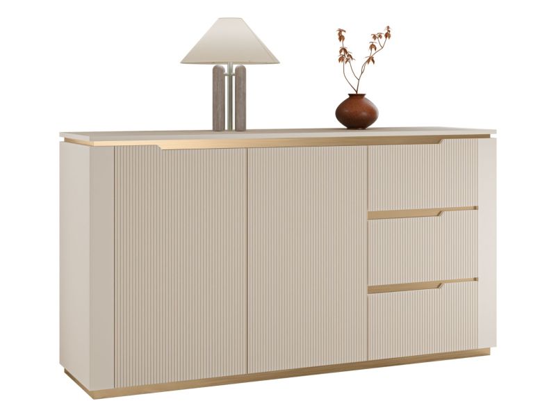 Komode Hilafin 2D3S 153 cm Sandbeige Guld
