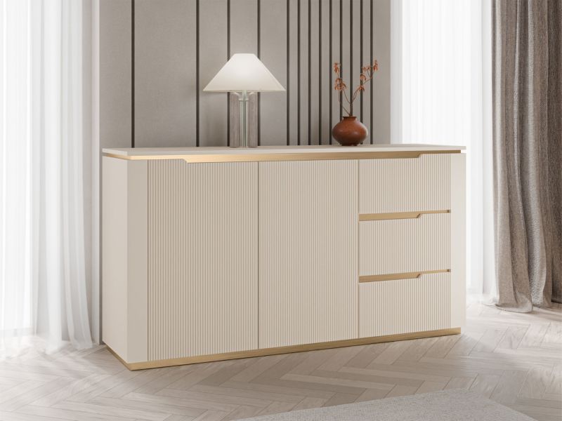 Komode Hilafin 2D3S 153 cm Sandbeige Guld