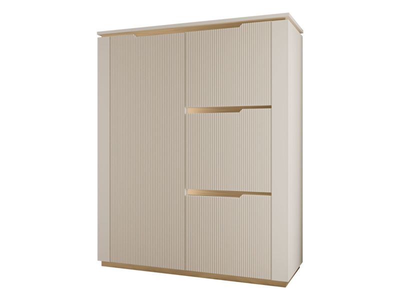 Komoda Hilafin 4D 106 cm Beige Sand + Guld