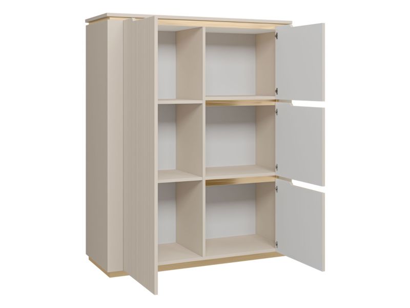 Komoda Hilafin 4D 106 cm Beige Sand + Guld