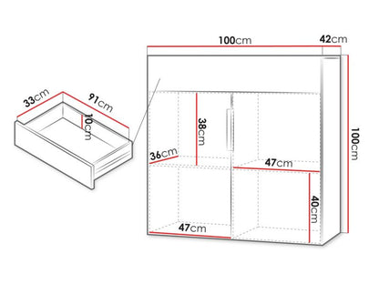 Komoda Kerkin 2D1S 100x100x42 cm Beige Sand