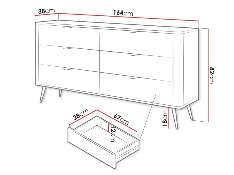 Kommode Lante 163 6S 164 cm Sandbeige