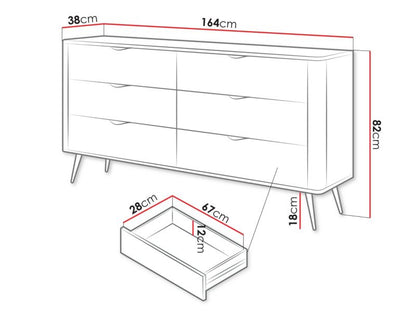 Kommode Lante 163 6S 164 cm Sandbeige