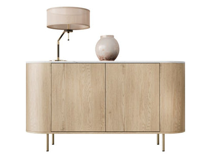 Kommode Lygrint 140 cm Eg Cremona / Hvid Marmor Guld