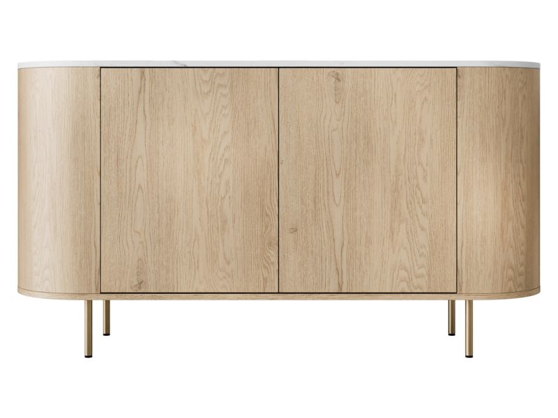 Kommode Lygrint 140 cm Eg Cremona / Hvid Marmor Guld