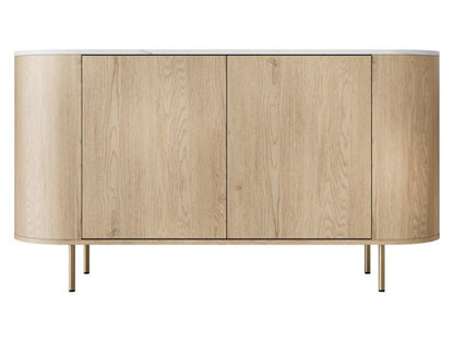 Kommode Lygrint 140 cm Eg Cremona / Hvid Marmor Guld
