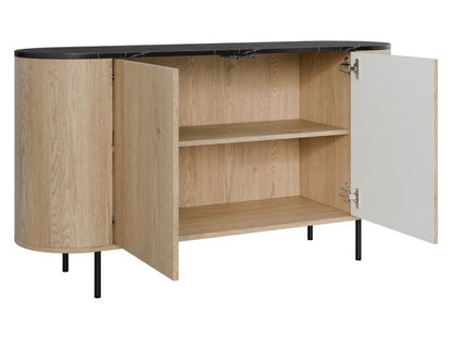 Kommode Lygrint 140 cm Eg Cremona / Hvid Marmor Guld