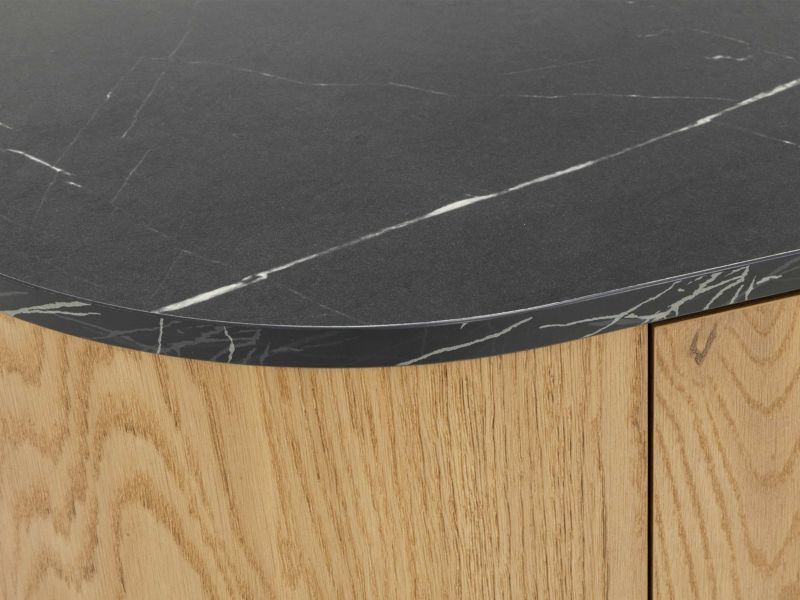 Kommode Lygrint 140 cm Eg Cremona / Hvid Marmor Guld