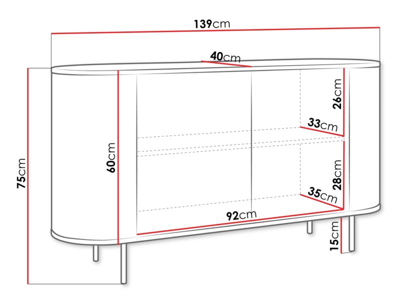 Kommode Lygrint 140 cm Eg Cremona / Hvid Marmor Guld