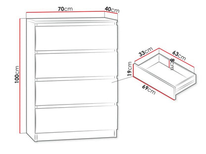 Kommode Malwa M4 70x100x40 cm Hvid