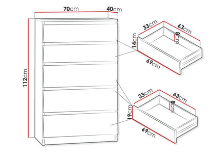 Komoda Malwa M5 70x40x112 cm Sort
