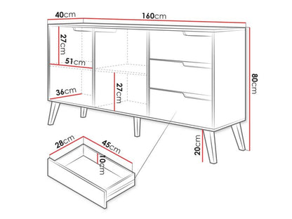 Kommode Nordelo 2D3S 160x80x40 cm Kashmir