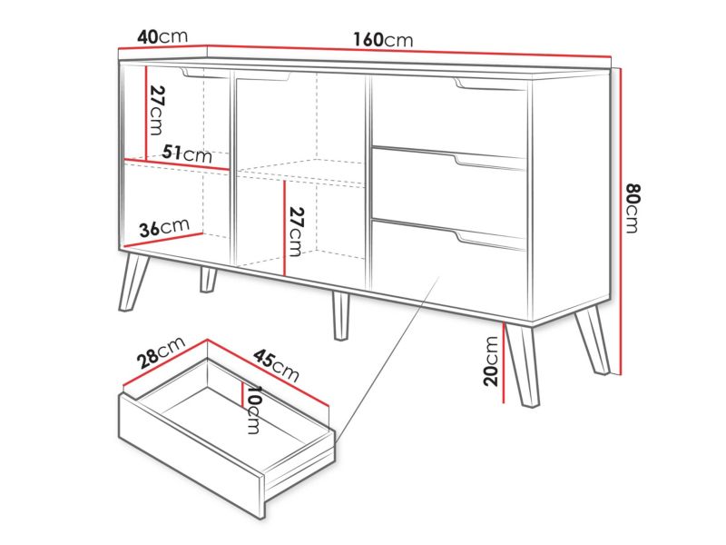 Komoda Nordelo 2D3S 160x80x40 cm Warmia Walnut